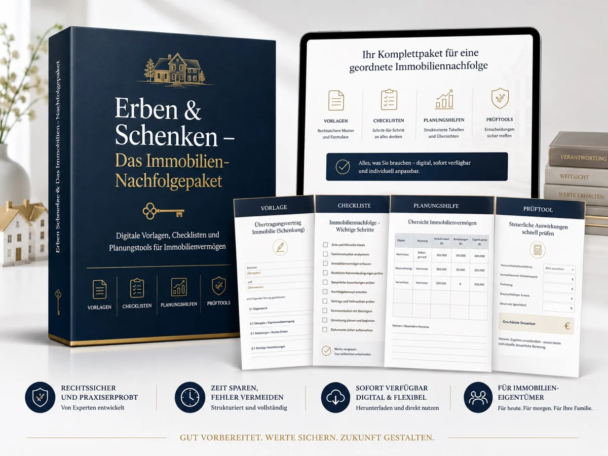Das Immobilien-Nachfolge-Paket: Vorlagen, Checklisten, Planungshilfen und Prüftools