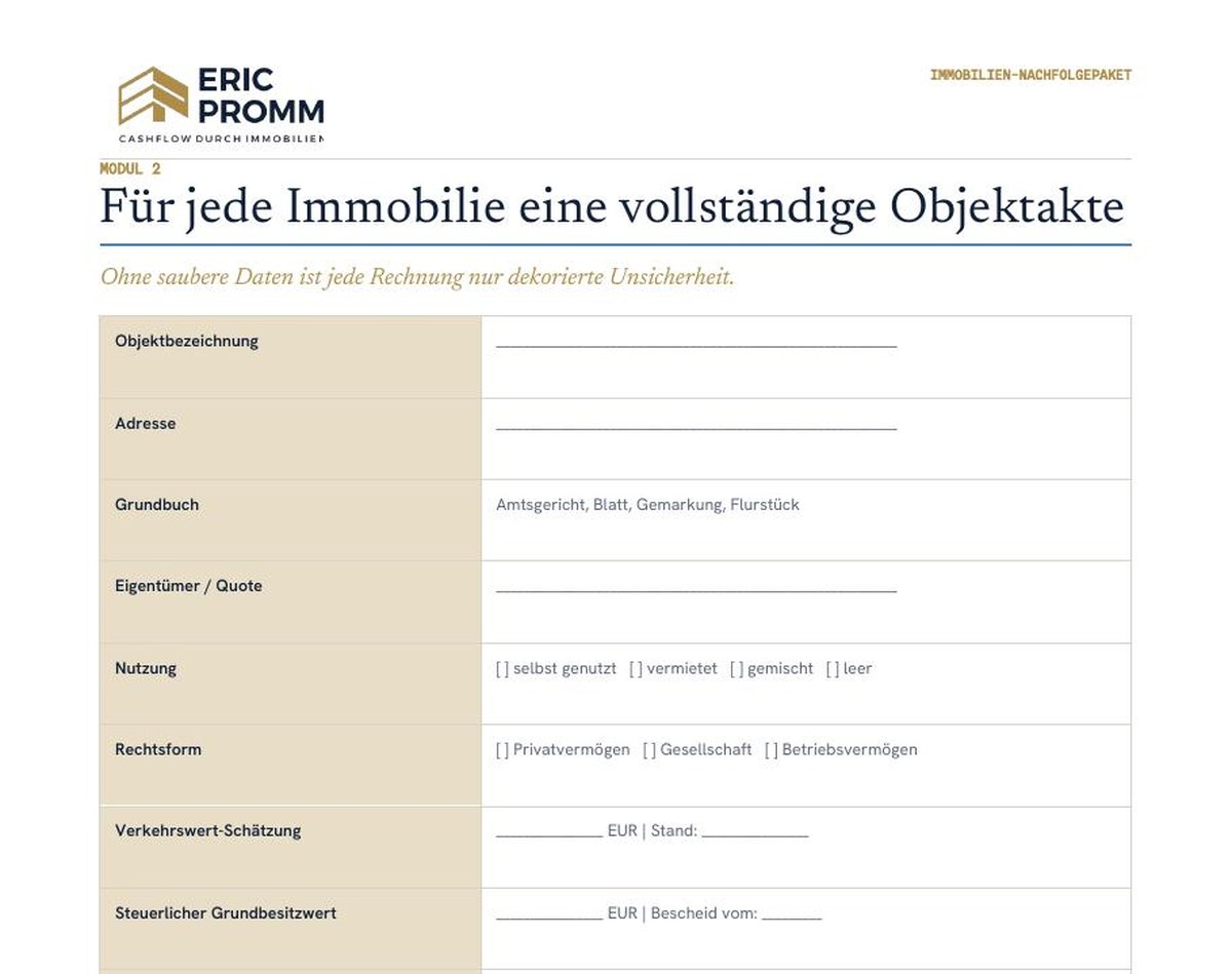 Modul 2: die vollständige Objektakte je Immobilie