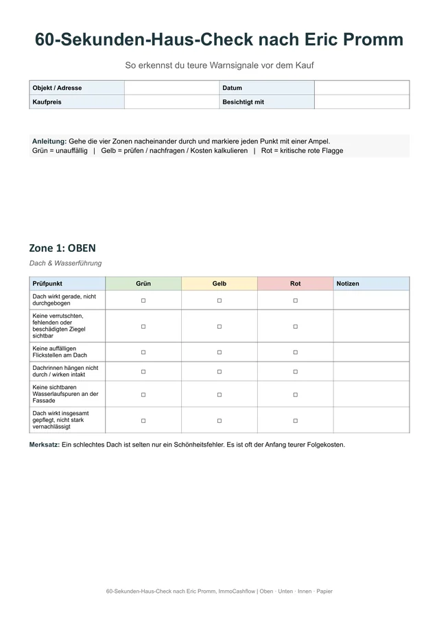 Vorschau der 60-Sekunden-Haus-Checkliste