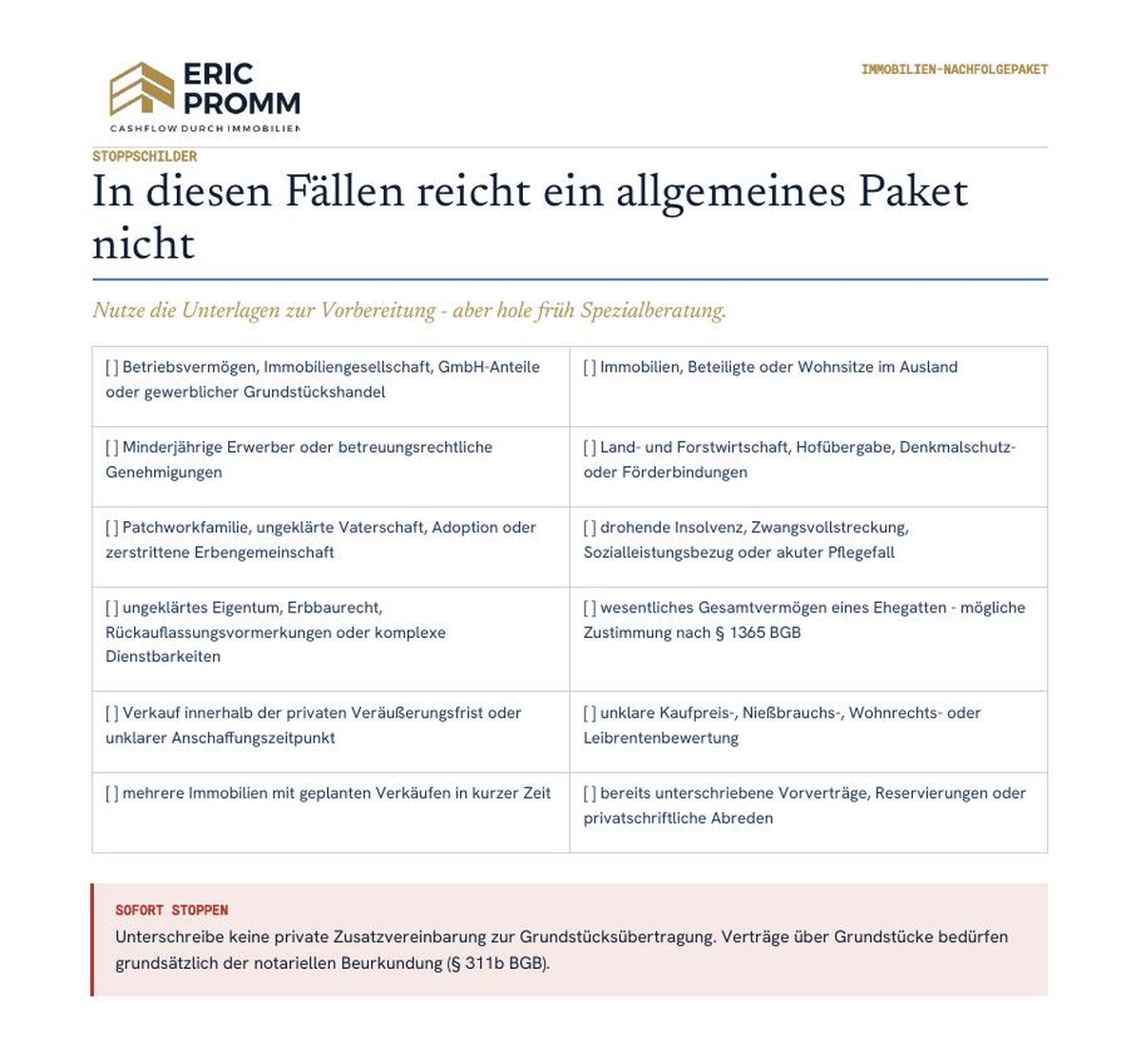 Stoppschilder: wann ein allgemeines Paket nicht mehr reicht